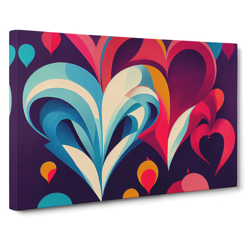 Love Hearts Abstract - Wrapped Canvas Painting, 40cm H x 60cm W x 3cm D