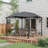 Soft Top Patio Gazebo Outdoor Canopy With Unique Geometric Design Roof, All-Weather Steel Frame,
