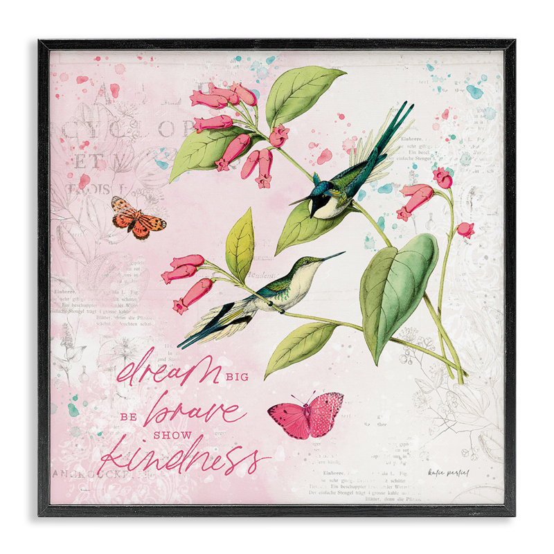  «Dream Big Birds & Florals», estampe numérique par Katie pertiet, Giclée encadrée noir minuit, H 12 po x l 12 po