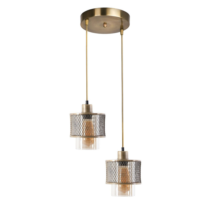 Luminaire suspendu tambour à 2 lumières Wasser, Cuivre