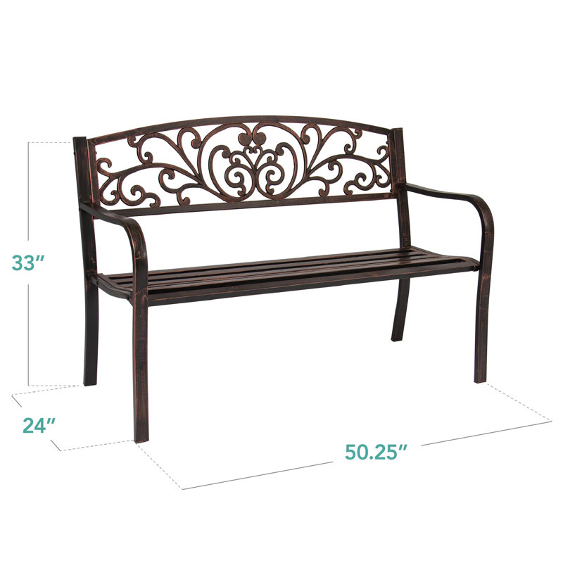 Banc de jardin en acier pour l'extérieur, Brun