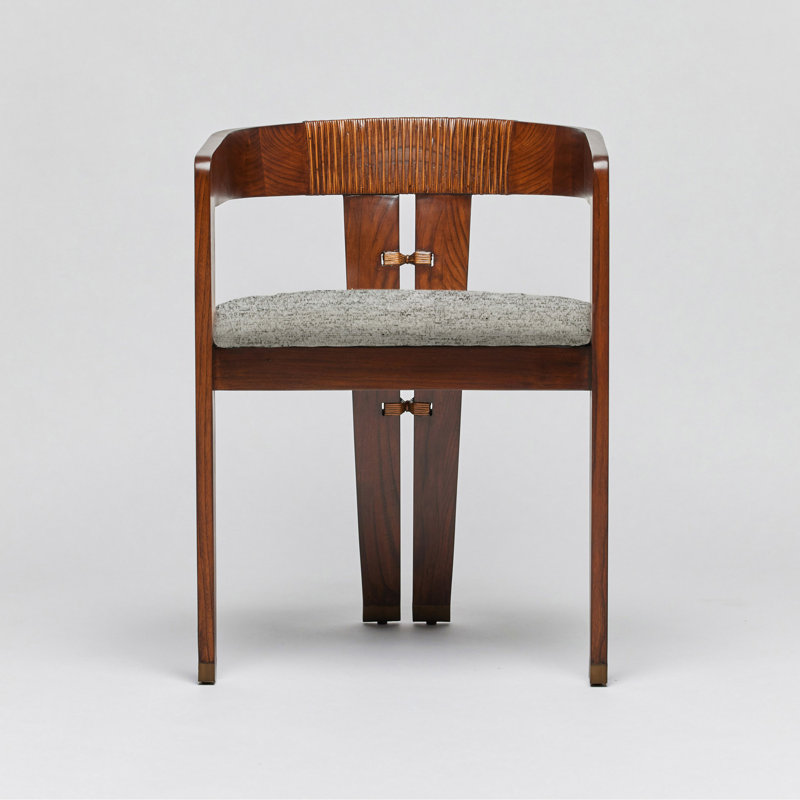Maryl III Upholstered Arm Chair, Sisal Weave, Chestnut