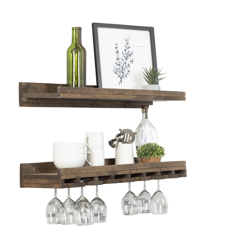Boilleau Wine Glass Rack, Dark Walnut, 4.25" H x 36" W x 10" D