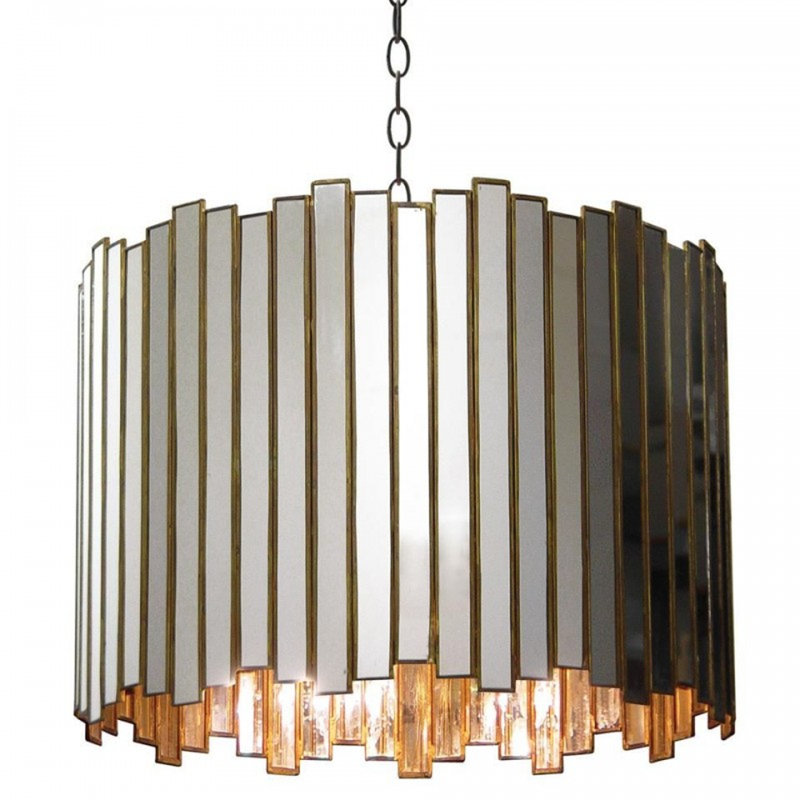 Lustre gris clair Jeanell Oly Studio Grayson, Blanc / or, 22” Width x 16” Height, Bronze