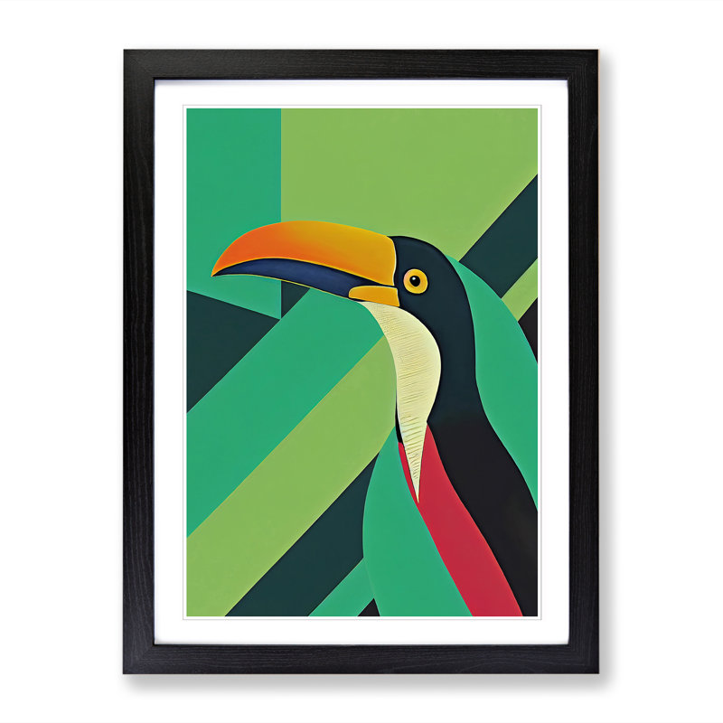 FRM-V0523-2528X Toucan Abstract Vol.6 - Single Picture Frame Print, 64cm H x 46cm W x 2cm D, Black
