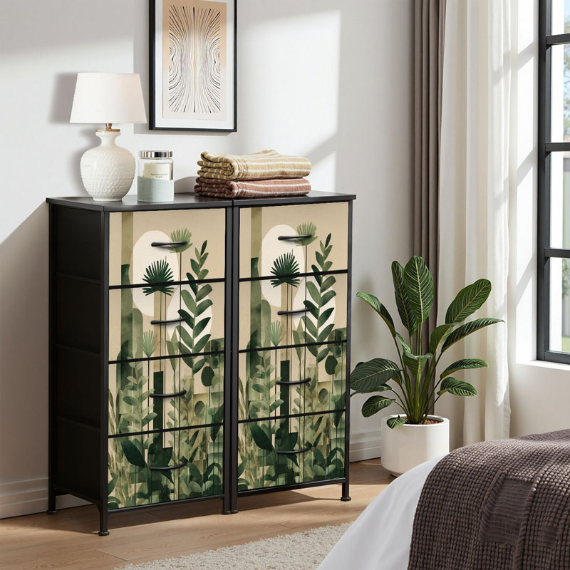 Commode 4 tiroirs pour chambre à coucher, commode étroite, plateau en bois et structure en fer de travail 18 po x 37,5 po - (l x H)