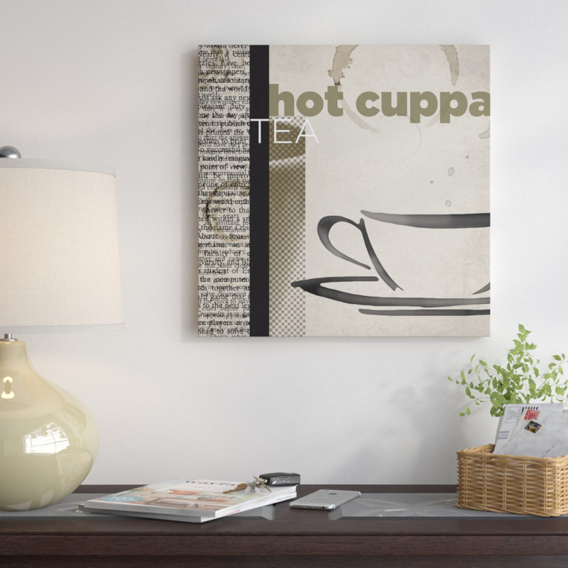 « hot cuppa tea », affiche rétro sur toile tendue, H 18 po x l 18 po x P 1,5 po, Toile tendue, Pas de tapis