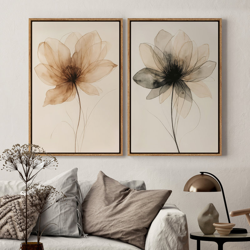 Framed Canvas Wall Art, Vintage Abstract Wall Canvas Prints 16"x24", 24" H x 16" W, Natural