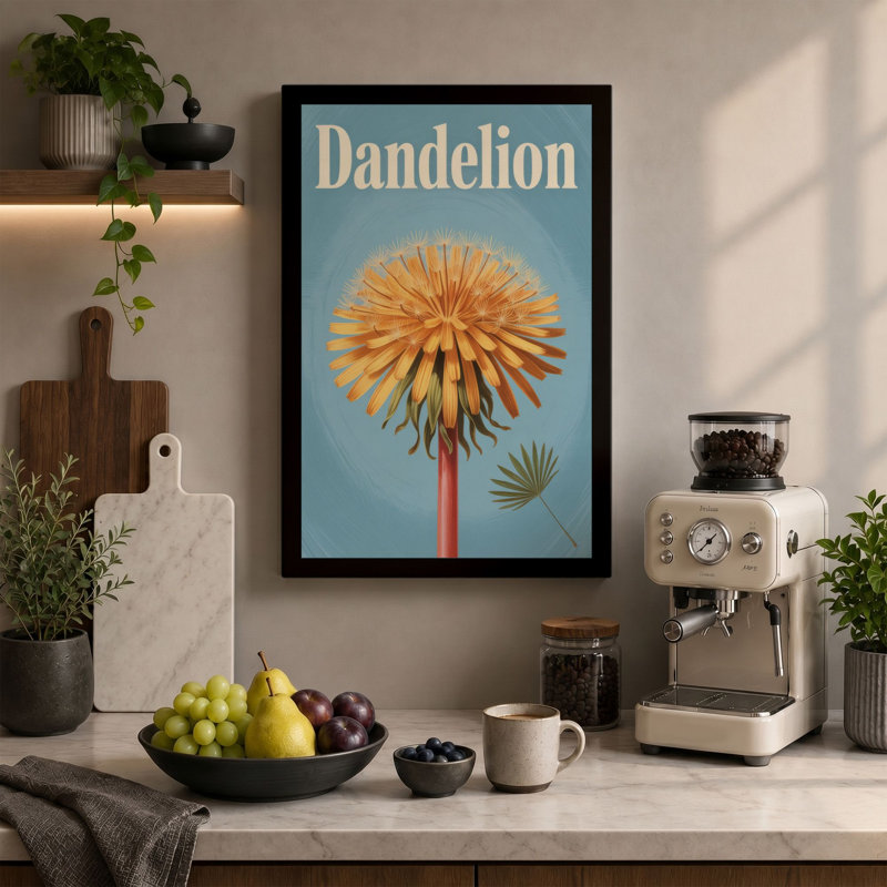 Dandelion Study Botanical - Wrapped Canvas, 30x20 - 76.2 x 50.8 cm, Terracotta Border