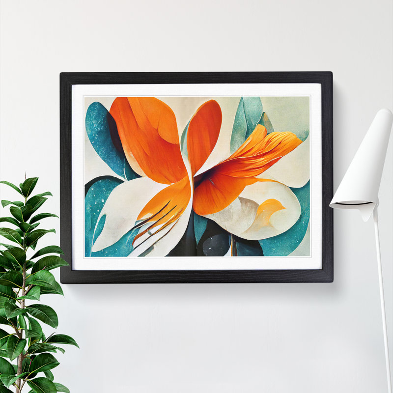 Flower Abstract Vol.7 - Single Picture Frame Print, Black, 25cm H x 34cm W x 2cm D