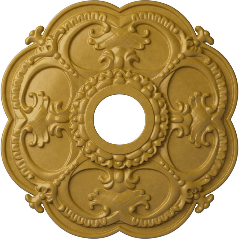 Médaillon de plafond Endurathane Rotherham, DO 18 po x P 3 1/2 po x P 1 1/2 po (convient aux auvents jusqu'à 3 1/2 po), fini or irisé peint à la main