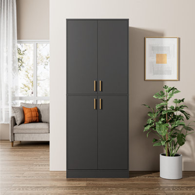 Armoire de cuisine Boscombe H 71 po avec 4 portes et 2 tablettes réglables, armoire de rangement classique pour salle à manger et salon
