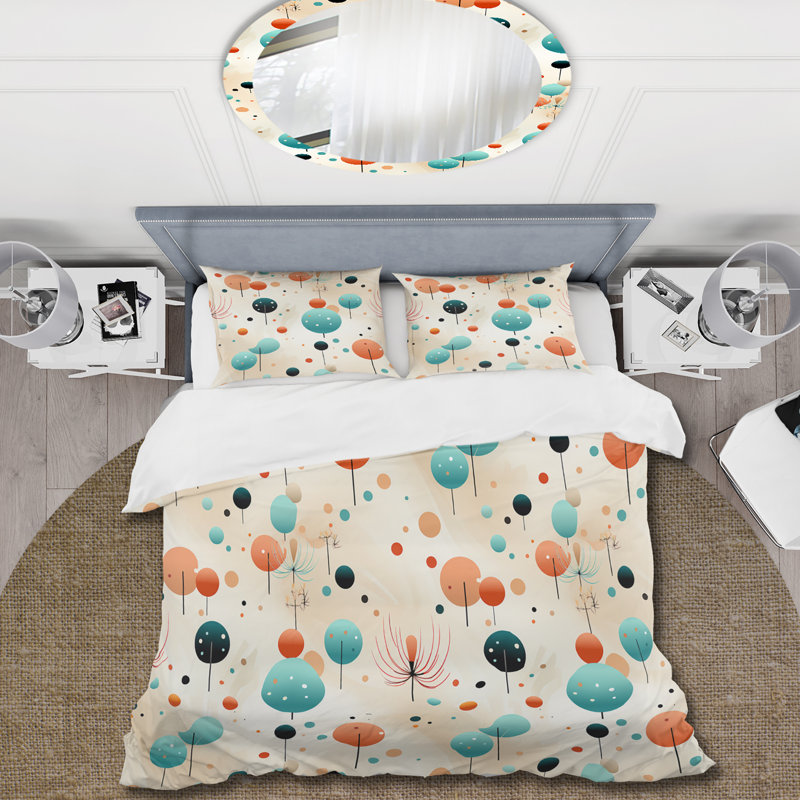 Literie à pois bleus Funky, Housse de couette pour très grand lit et 2 très