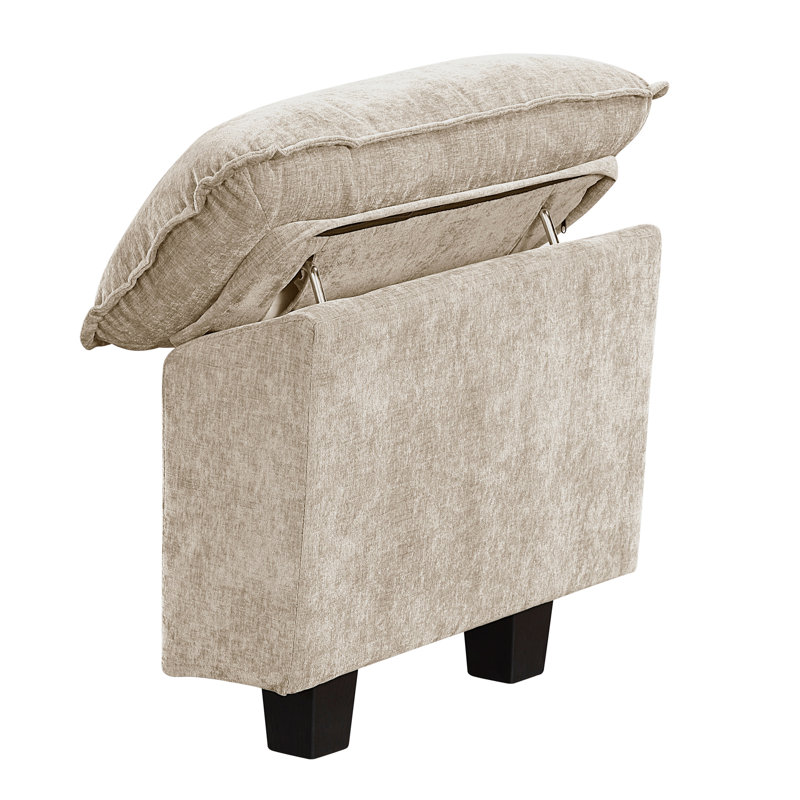 Contemporary 4 Modular Sectional With Taupe Chenille Upholstery, Plywood Frame For Durability, High Foam Over Pocket Coils, Adjustable Armrest Pillows, Reversible Back And Loose Seat Cushions