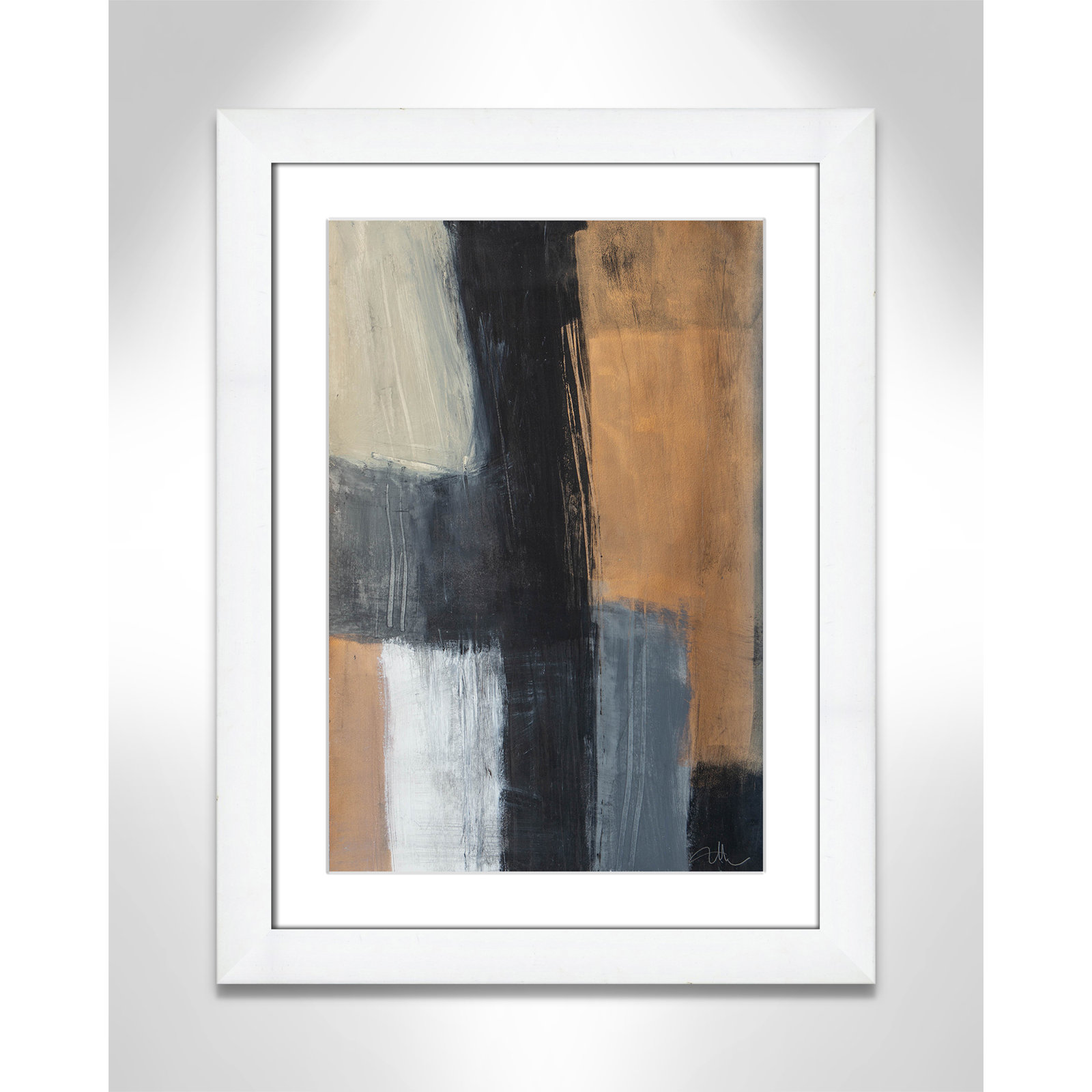 Calderon "Metallic Slate II" Print, 24.5" H x 18.5" W x 1.25" D, White Cube Frame Matted