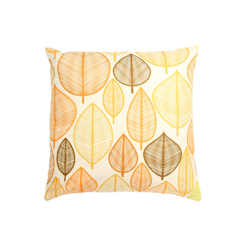 Coussin à imprimé de feuilles, Jaune, Pas de bourre