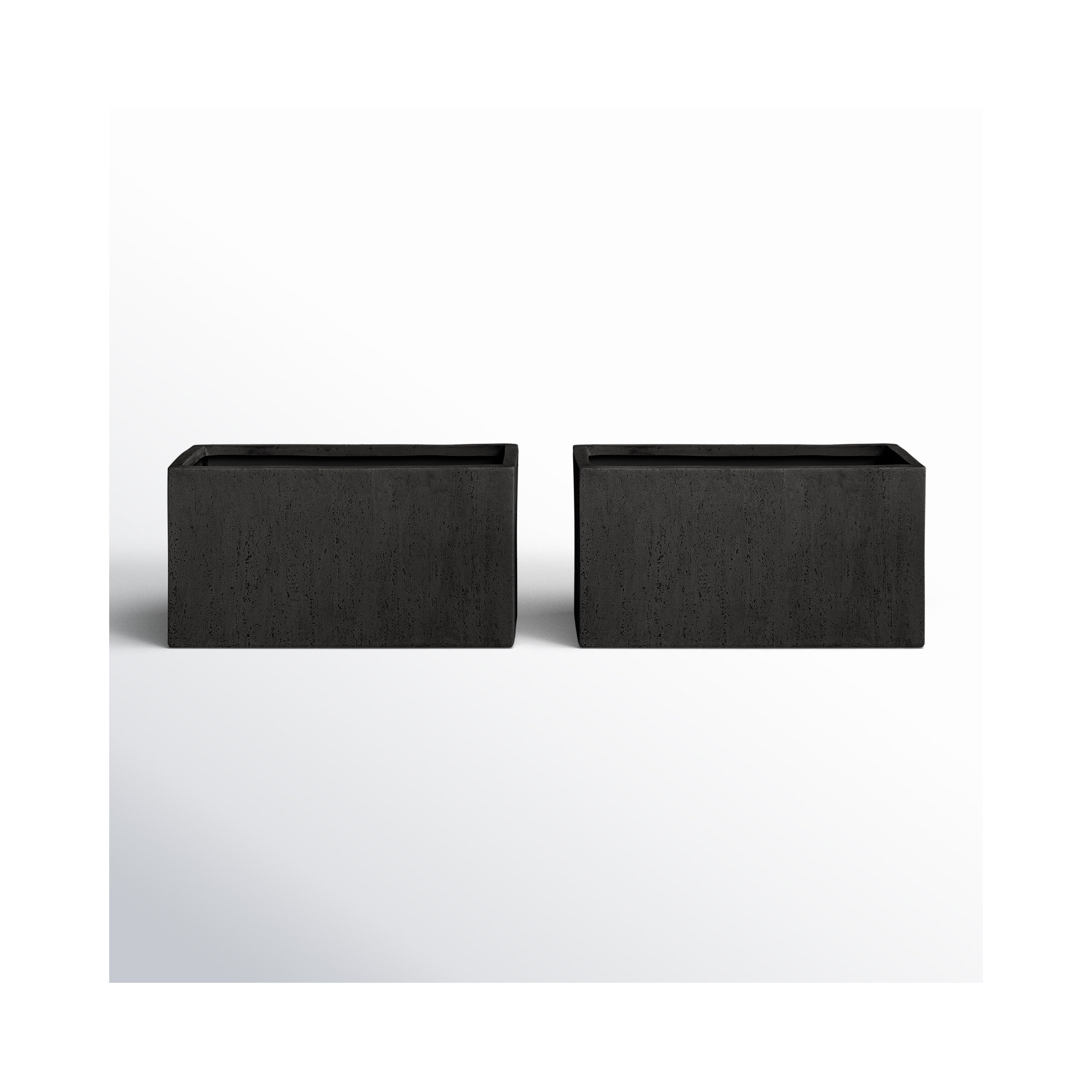 Shiner Lightweight Concrete Planter Box Set, 2, 18" H x 35.25" W x 18" D, Black