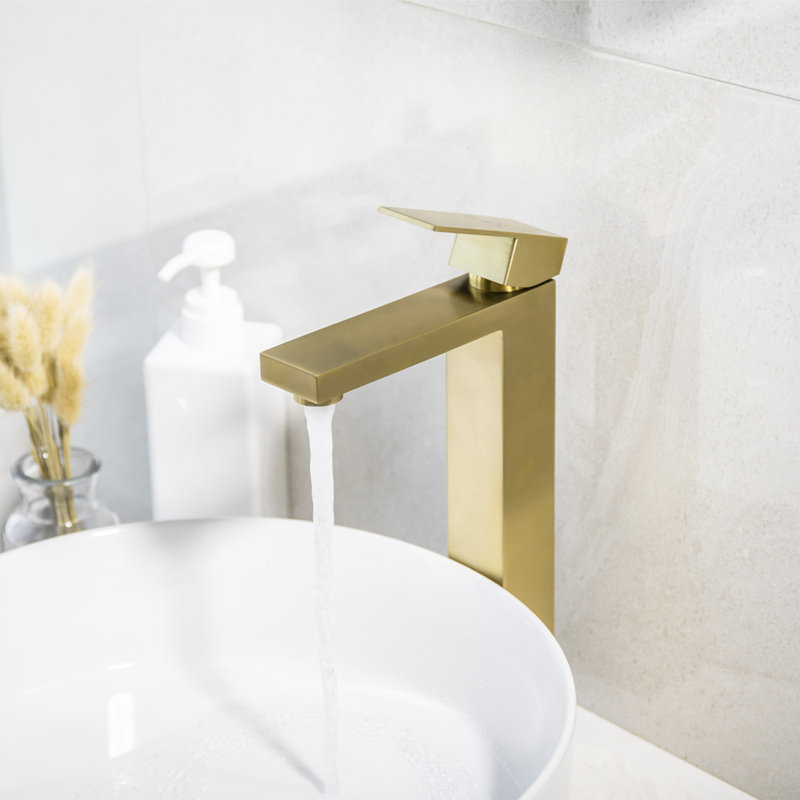 Robinet de salle de bain à poignée, Or brossé