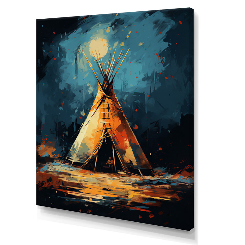 " Native Tipi Journey Of The Tribes ", 32" H x 24" W x 1" D, Wrapped Canvas