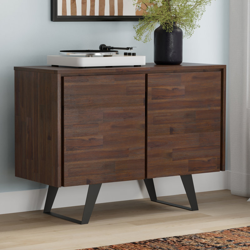 Lowry Distressed Charcoal Brown Solid Acacia Wood Sideboard Buffet