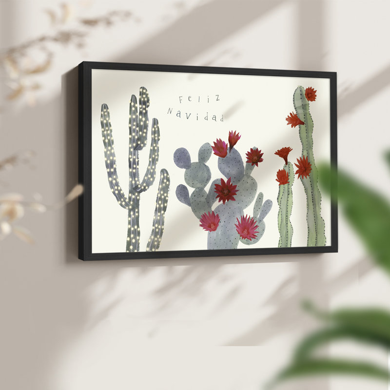 Collection de fleurs de cactus de Noël A - Reproduction encadrée - Restickable, H 8 po x l 10 po, Noir