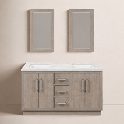 Kamila 60" Carrara Marble Double Bathroom Vanity