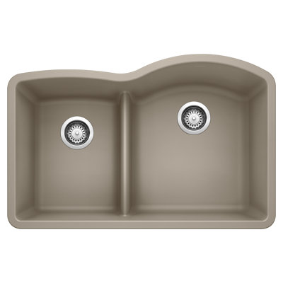 Diamond SILGRANIT 32" 40/60 Reverse Double Bowl Undermount Kitchen Sink with Low Divide