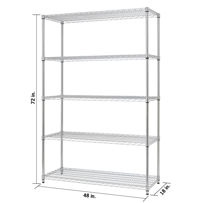 TRINITY EcoStorage Chrome 5-Tier Steel Wire Shelving Unit (48 in. W x 72 in. H x 18 in. D)