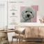 Labradoodle Brampt Hank sur fond rose