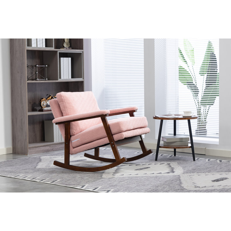Chaise berçante rose Mid-Century moderne, éponge haute densité, rembourrage en coton, velours d'une capacité maximale de 250 lb, rembourrée,
