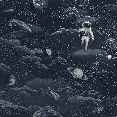 Blue/Silver Magical Galaxy Wallpaper Nonwoven, Non-Pasted Textured Wallpaper 57Sqft.