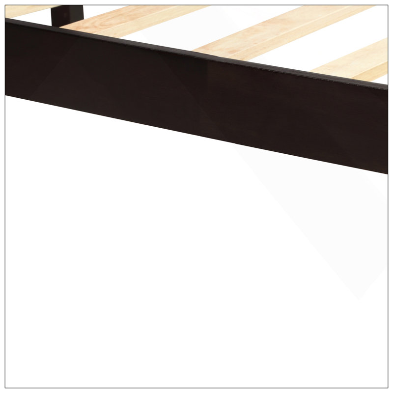 Base de lit plateforme avec tête de lit, support à lattes de bois, aucun sommier requis, Lit simple, Espresso