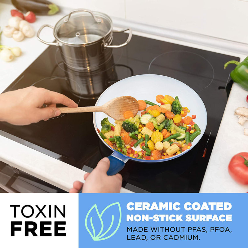 Batterie de cuisine en céramique antiadhésive 16 pièces Ivation, Bleu