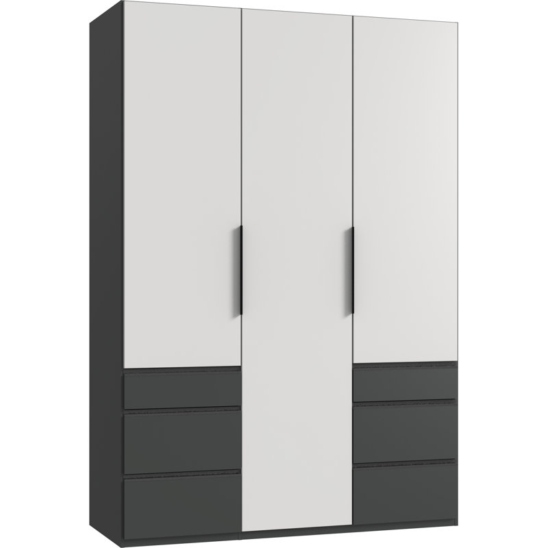 Guardino 3 Door Wardrobe, 236cm H x 150cm W x 58cm D, White/Graphite