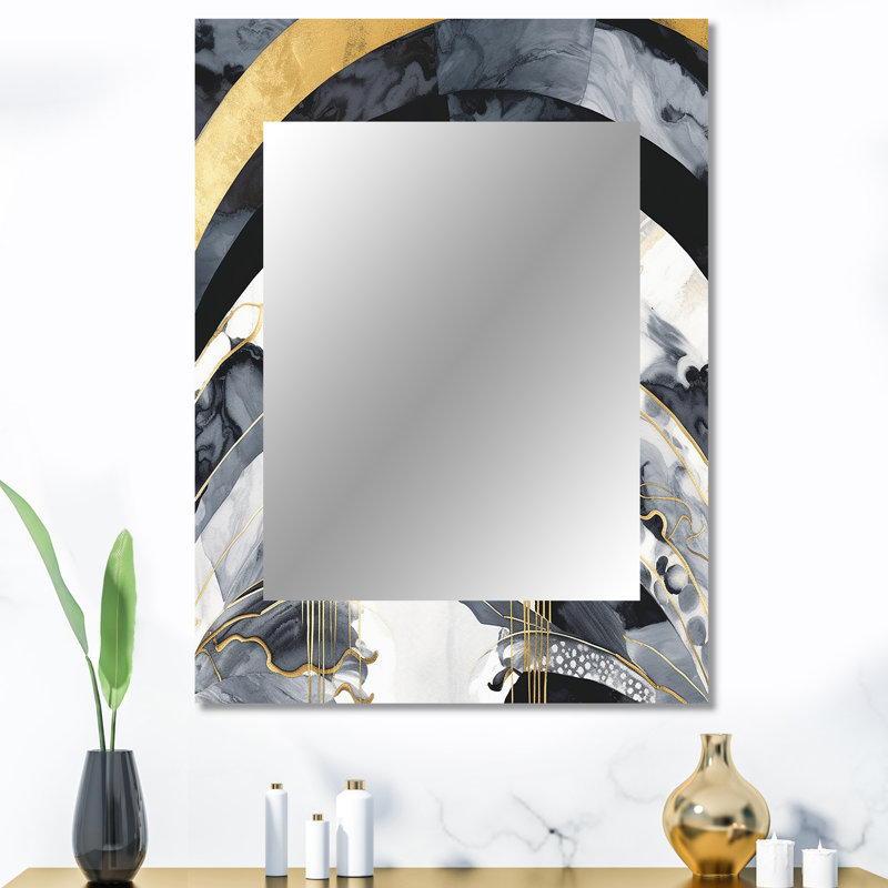 Marbre, peinture texturée II - miroir en marbre, miroir mural doré unique, impression d'art en métal, 40 po x 30 po