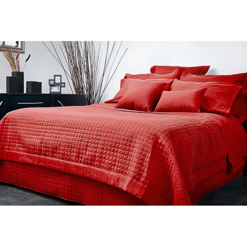 Grid Modern & Contemporary Duvet Cover, Queen, Red
