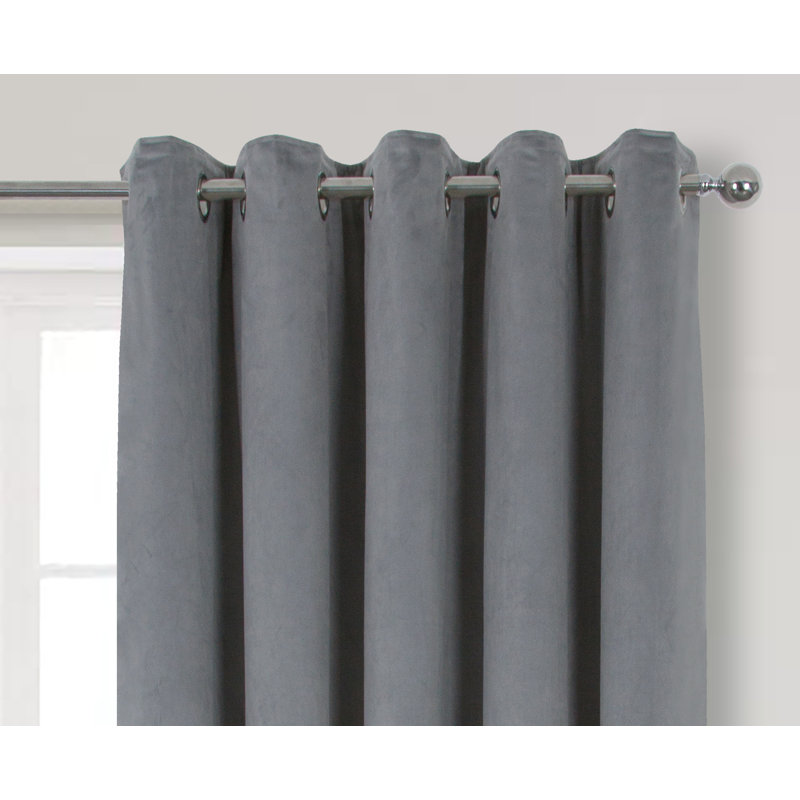 Meghann Eyelet Room Darkening Thermal Curtains, Grey, 165 W x 183 D cm