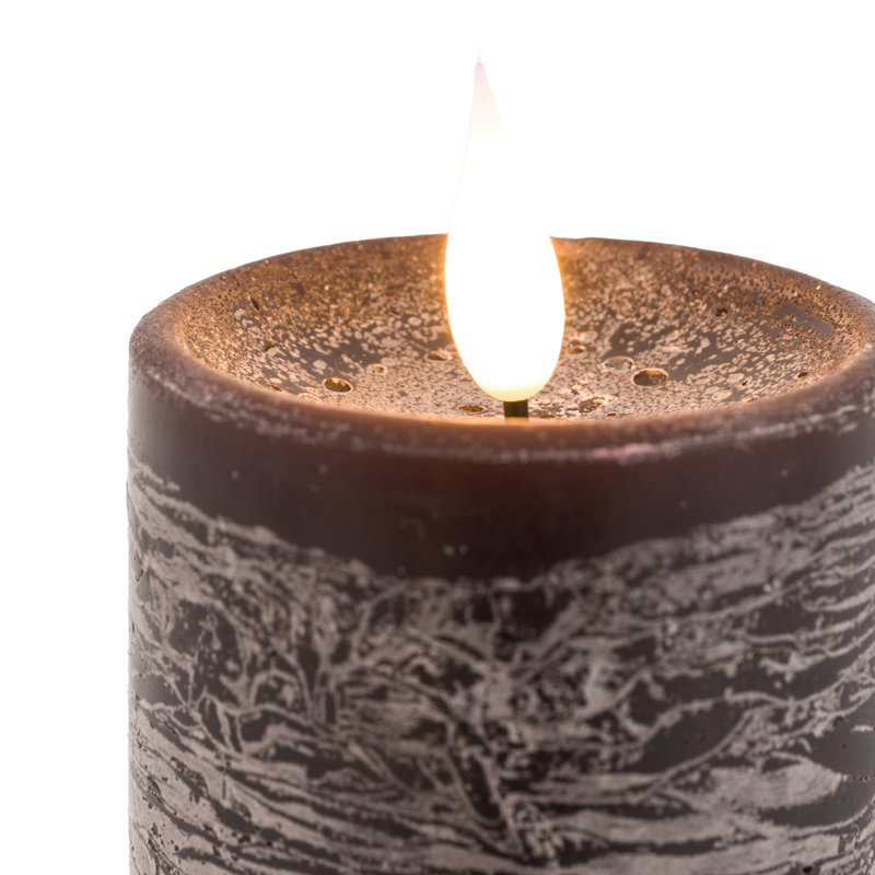 Unscented Flameless Pillar Candle with Plastic Holder, Mocha