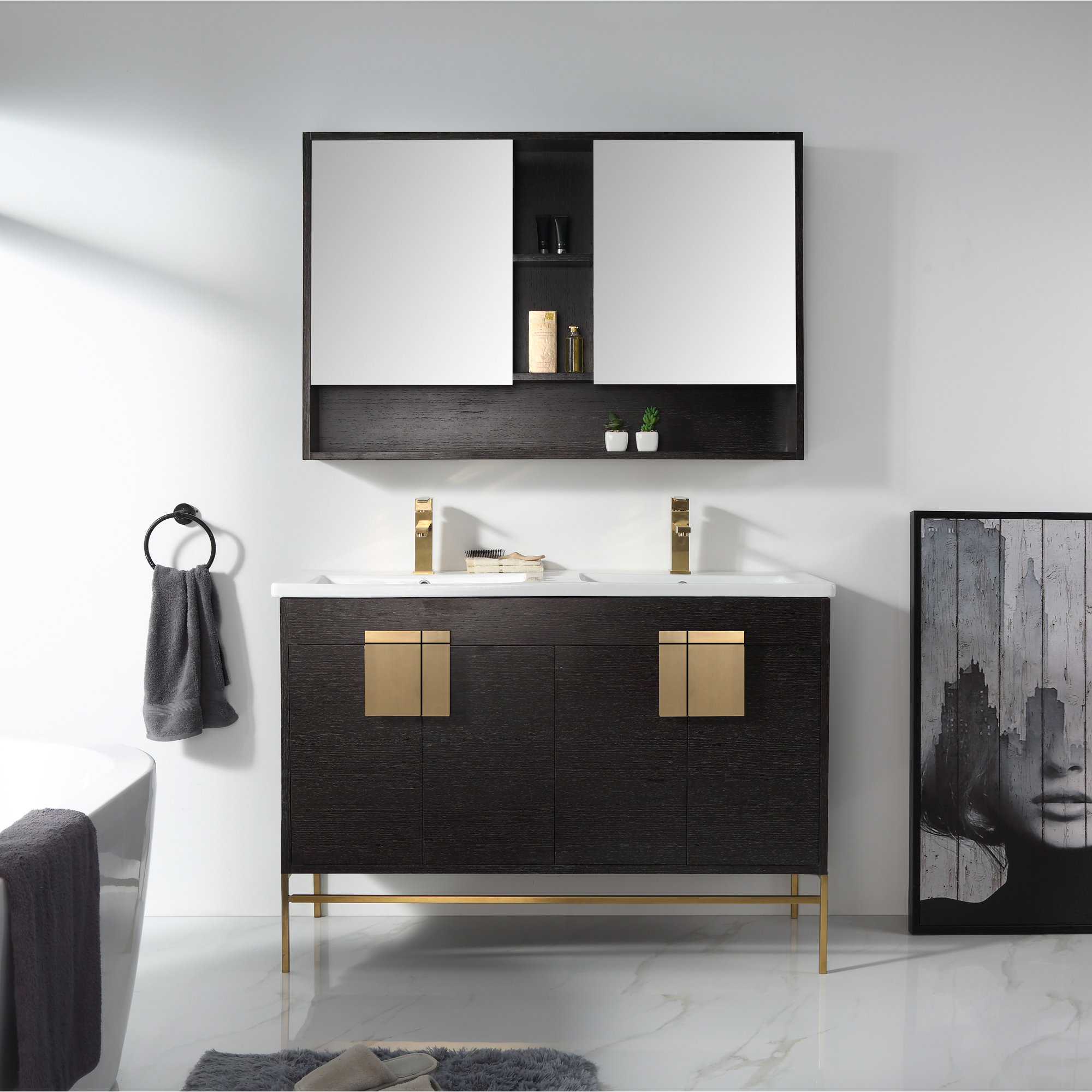 Maisie Surface Double Medicine Cabinet, Black