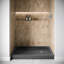 Base de douche 48 po x 36 po Alcove en acrylique noir brillant avec bonde droite, bonde incluse-115183876