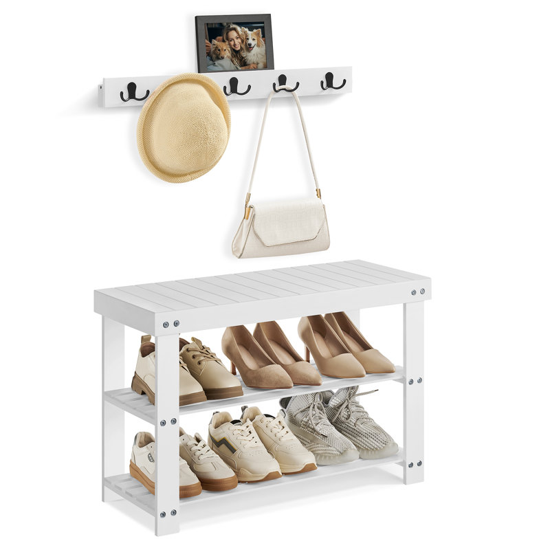 Mairead Hall Tree 75cm Wide with Bench and Shoe Storage, White