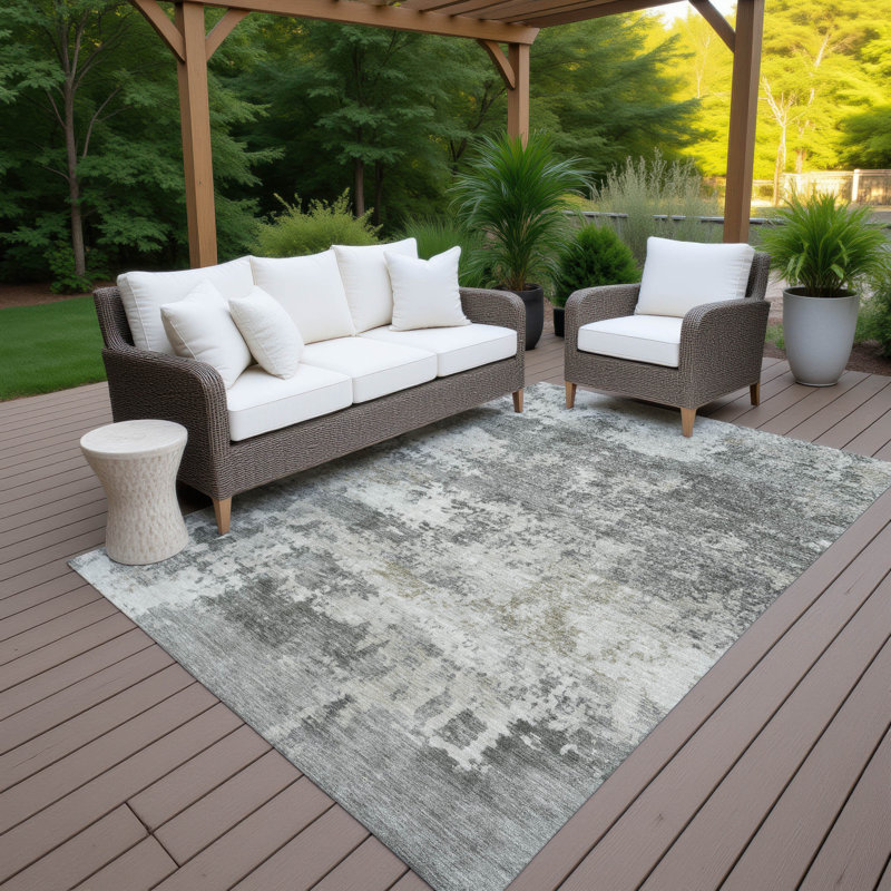 Machine Washable Indoor/Outdoor Earleville ACN2366 Abstract Rug, Rectangle 8' x 10'