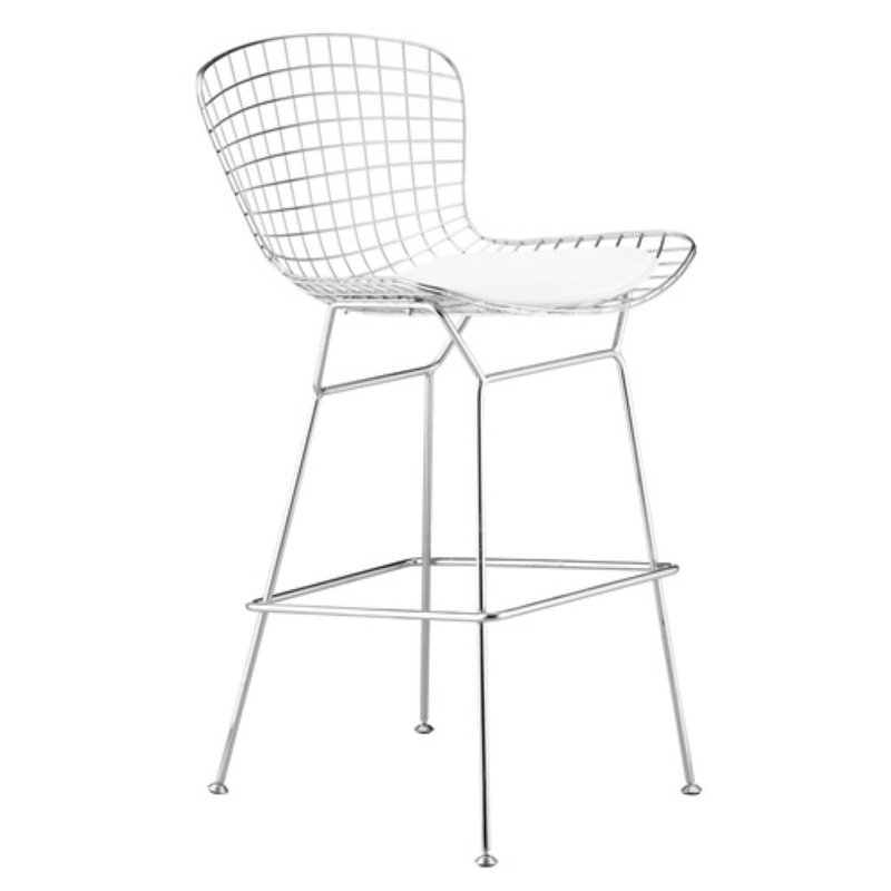 Hagert Counter Stool with Metal Frame, White, Counter Stool ( 26" Seat Height )