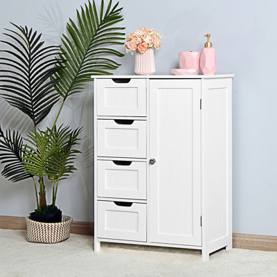 Armoire de rangement pour salle de bain, armoire de plancher avec tablette réglable et tiroirs, armoire d'entrée