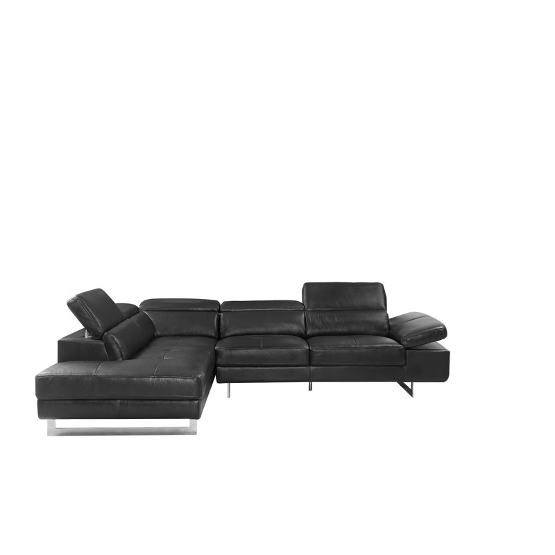Keyesport Upholstered L-Shaped Sectional, Black, Left Hand Facing