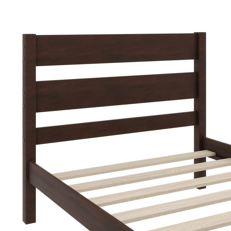 Cadre de lit simple avec tête et pied de lit élégants, Espresso