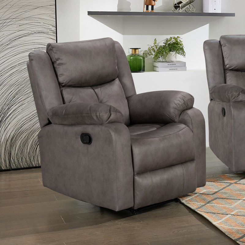 Rosevale Manual Recliner Armchair - Silver, Manual, Steel Fabric, 102" H x 84" W x 93" D