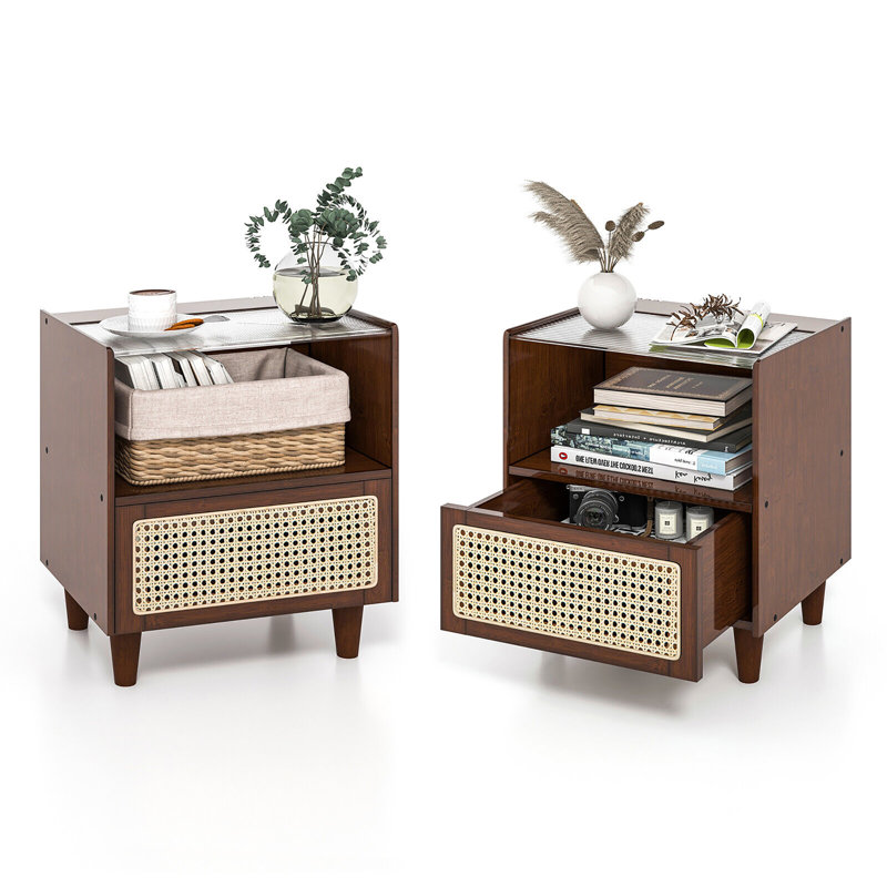 Alaizha 17'' W Solid Wood Nightstand, Brown