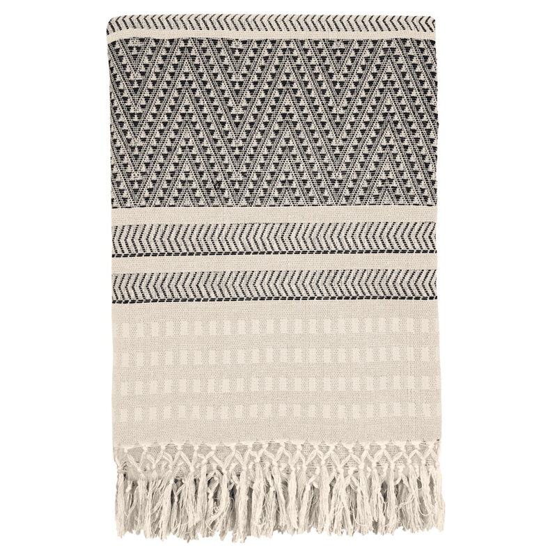 Jeté en fibre de coton par Auskin, L 94 po x L 106 po, Beige
