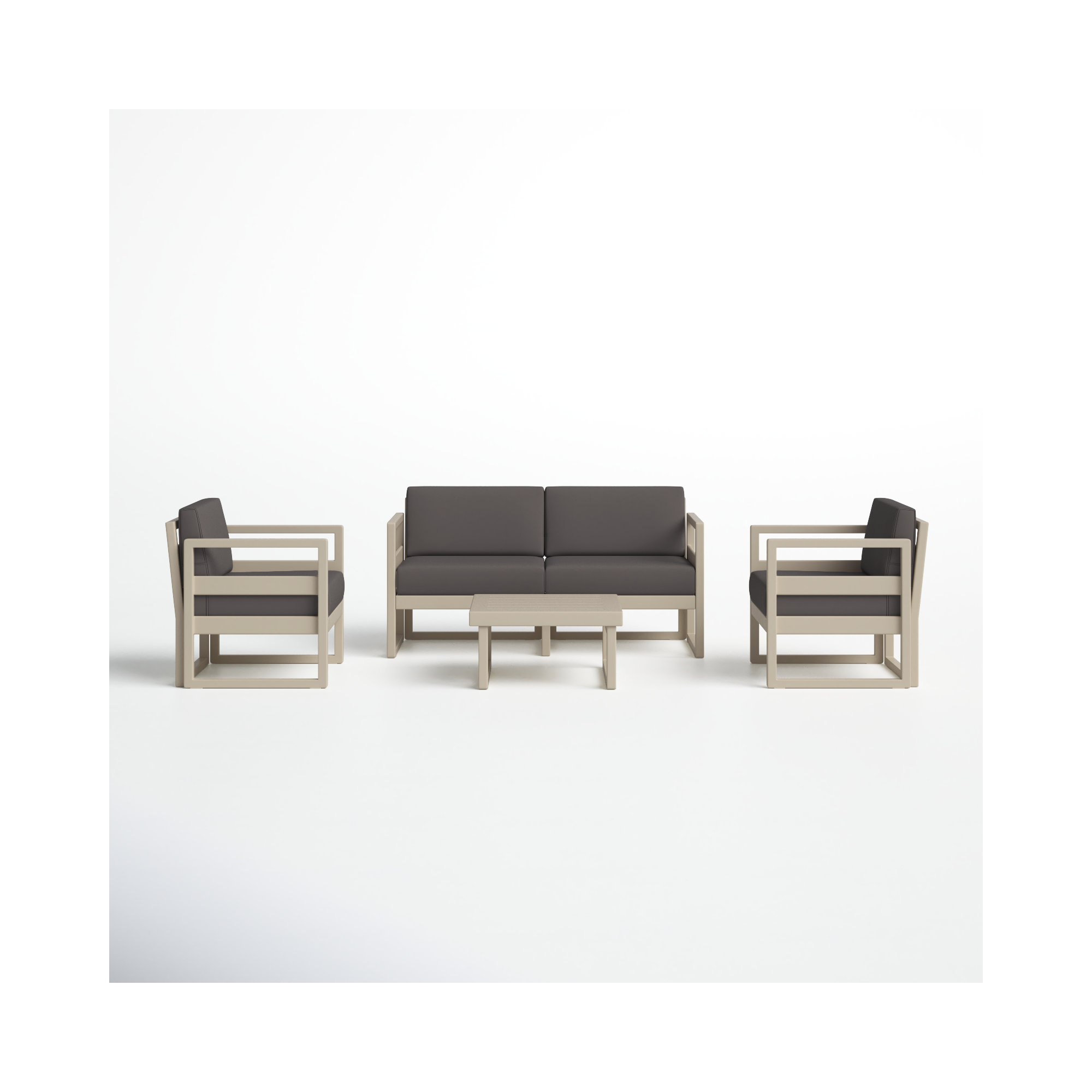 Lane 4 - Person Patio Conversation Set with Cushions, Charcoal, Taupe